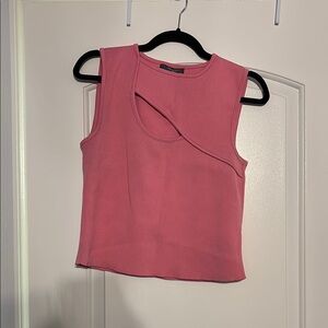 Primark Orange Asymmetrical Sleeveless Crop Tank Top